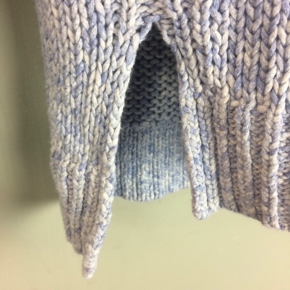 Vince Rolled Crew Neck Marled Blue Cotton Pullover Sweater Size Medium - Picture 5 of 8